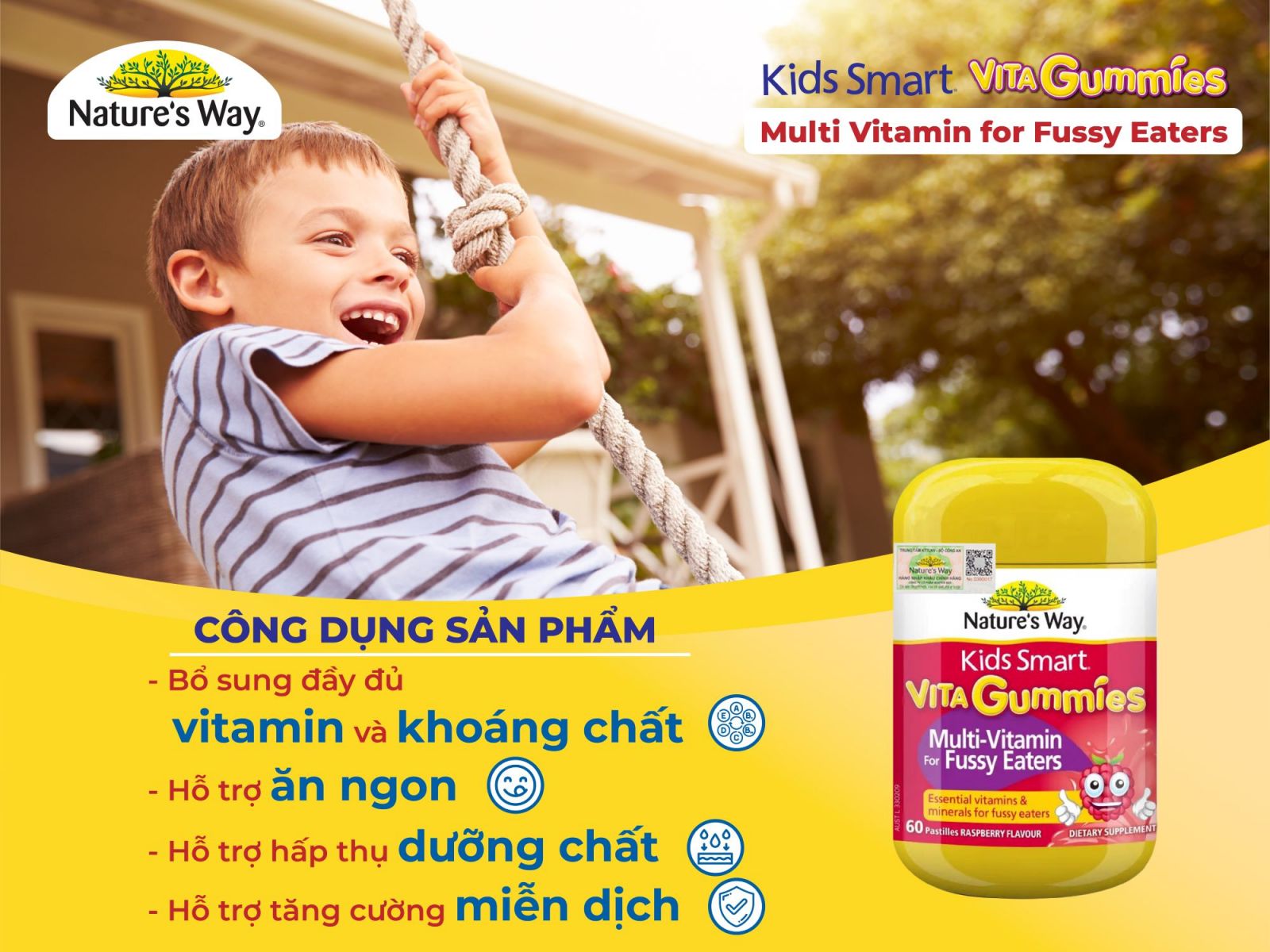 Sản phẩm Kids Smart Vita Gummies Multivitamin For Fussy Eaters chính hãng