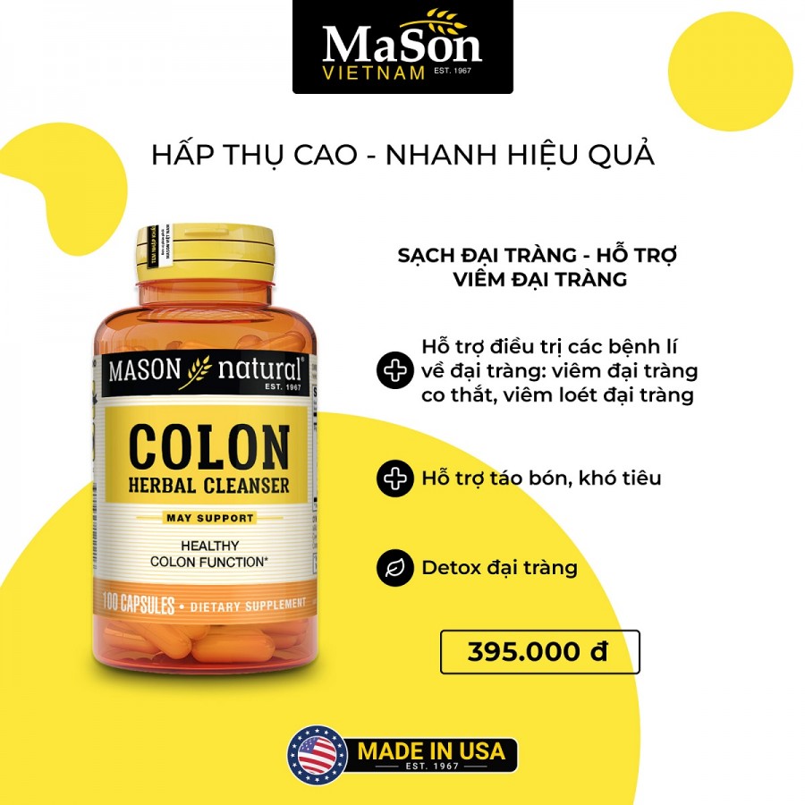 Mason Natural Colon Herbal Cleanser May Support – Hỗ Trợ Chức Năng Đại Tràng