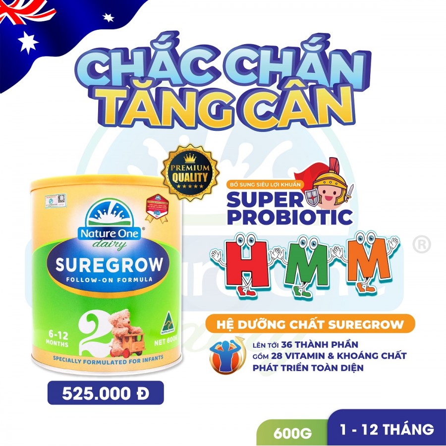 SureGrow HMM số 2 – Sữa tăng cân cho bé từ 6-12 tháng tuổi (Hộp 600g)