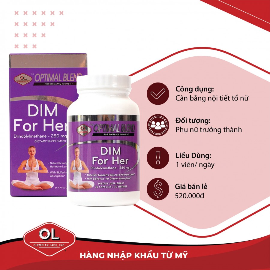 Olympian Labs Dim For Her 30 viên - Hỗ trợ cân bằng nội tiết tố nữ