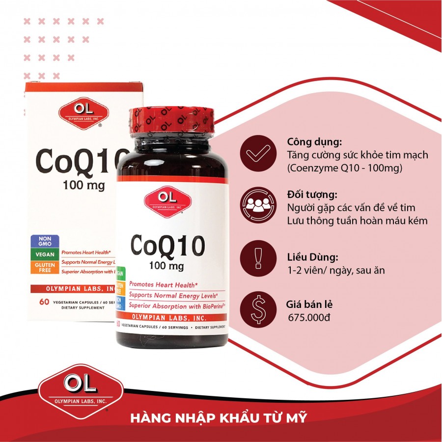 Olympian Labs Coq10 100Mg - Hỗ trợ sức khỏe tim mạch