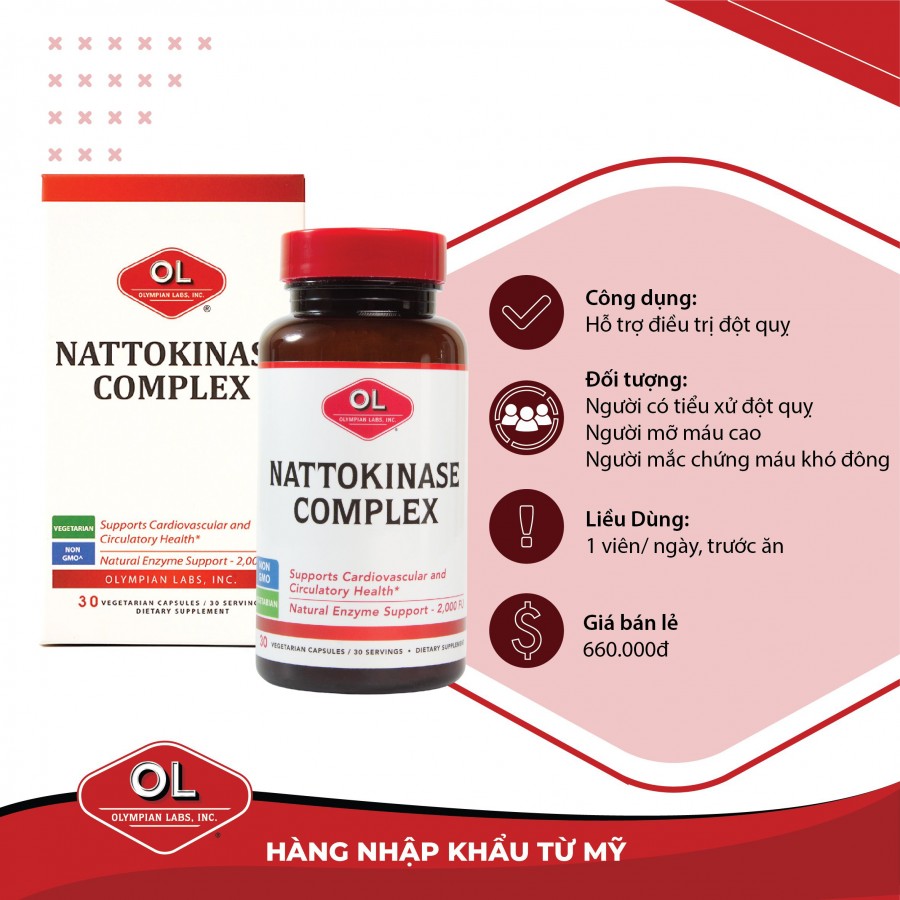 Olympian Labs Nattokinase Complex - Hỗ trợ điều trị tai biến mạch máu não