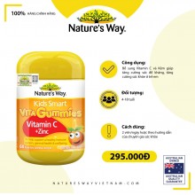 Kẹo dẻo bổ sung Vitamin C và Kẽm tăng đề kháng Nature’s Way Kids Smart Vita Gummies Vitamin C + ZinC - Hộp 60 viên