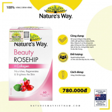 Nature's Way Beauty Rosehip – Bổ sung collagen thủy phân, chiết xuất Rosa Canina, Biotin giúp chăm sóc da, tóc, móng