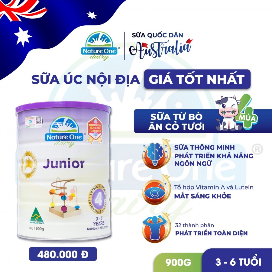 Sữa công thức Nature One Dairy Junior - Sữa Úc nội địa giá tốt nhất cho bé từ 3 - 6 tuổi