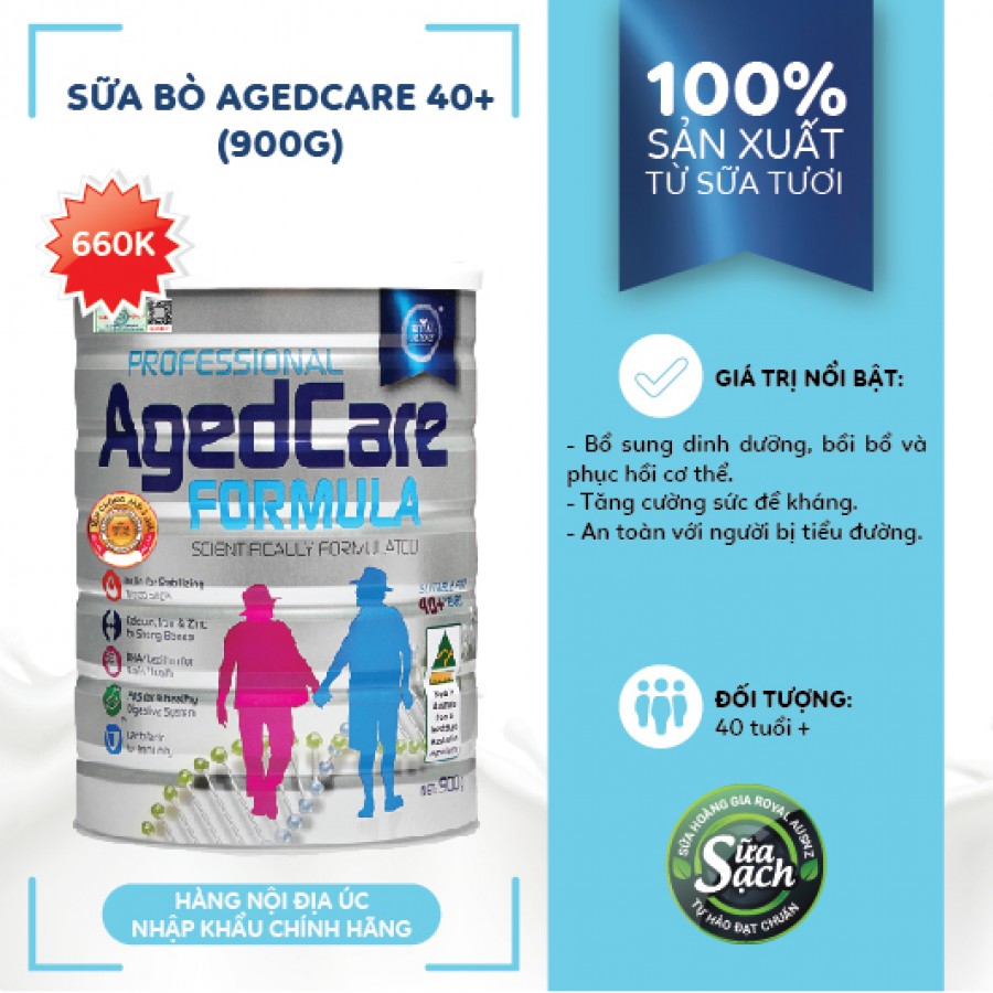 Sữa hoàng gia Úc Royal Ausnz AgedCare Formula - Dành cho người trên 40 tuổi