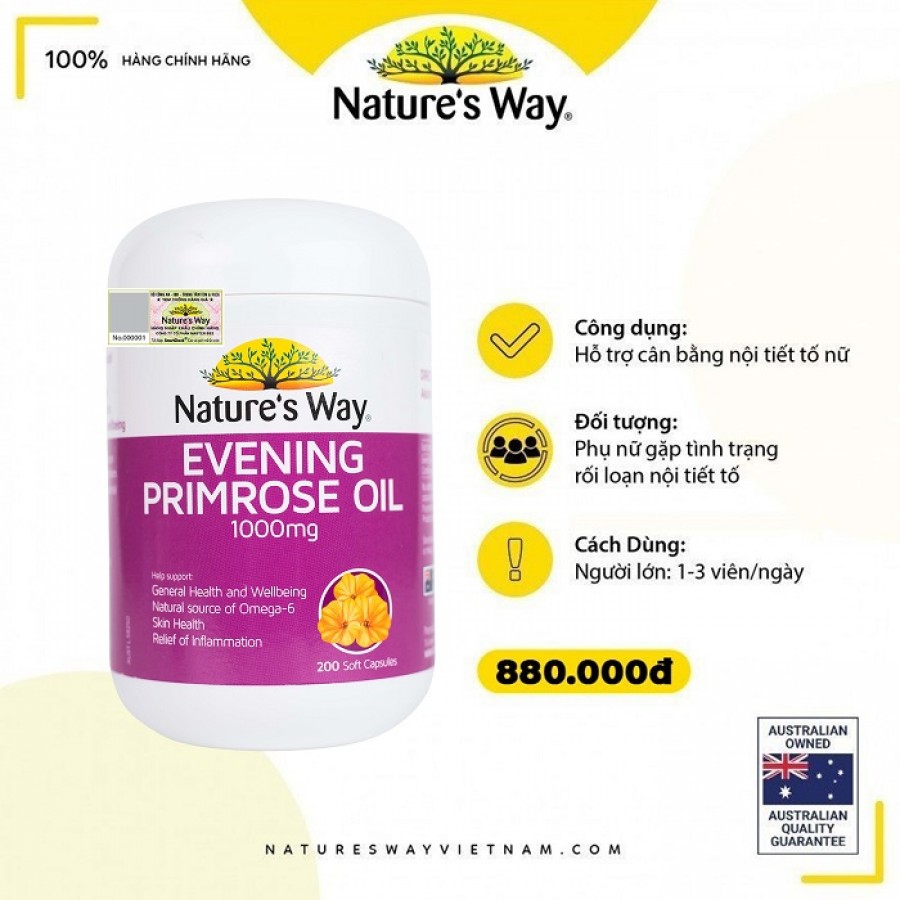 Nature'S Way Evening Primrose Oil 1000Mg - Hỗ Trợ Da Và Nội Tiết