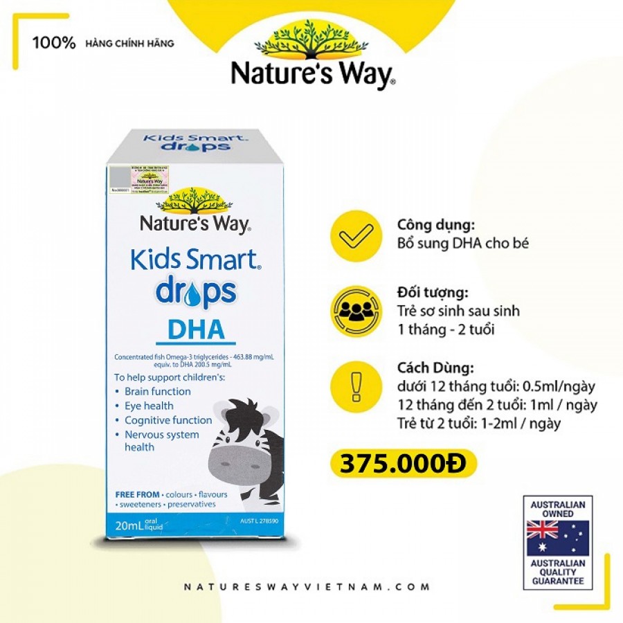 Nature'S Way Kids Smart Drops Dha- Hỗ Trợ Phát Triển Não Bộ, Thị Lực Cho Bé