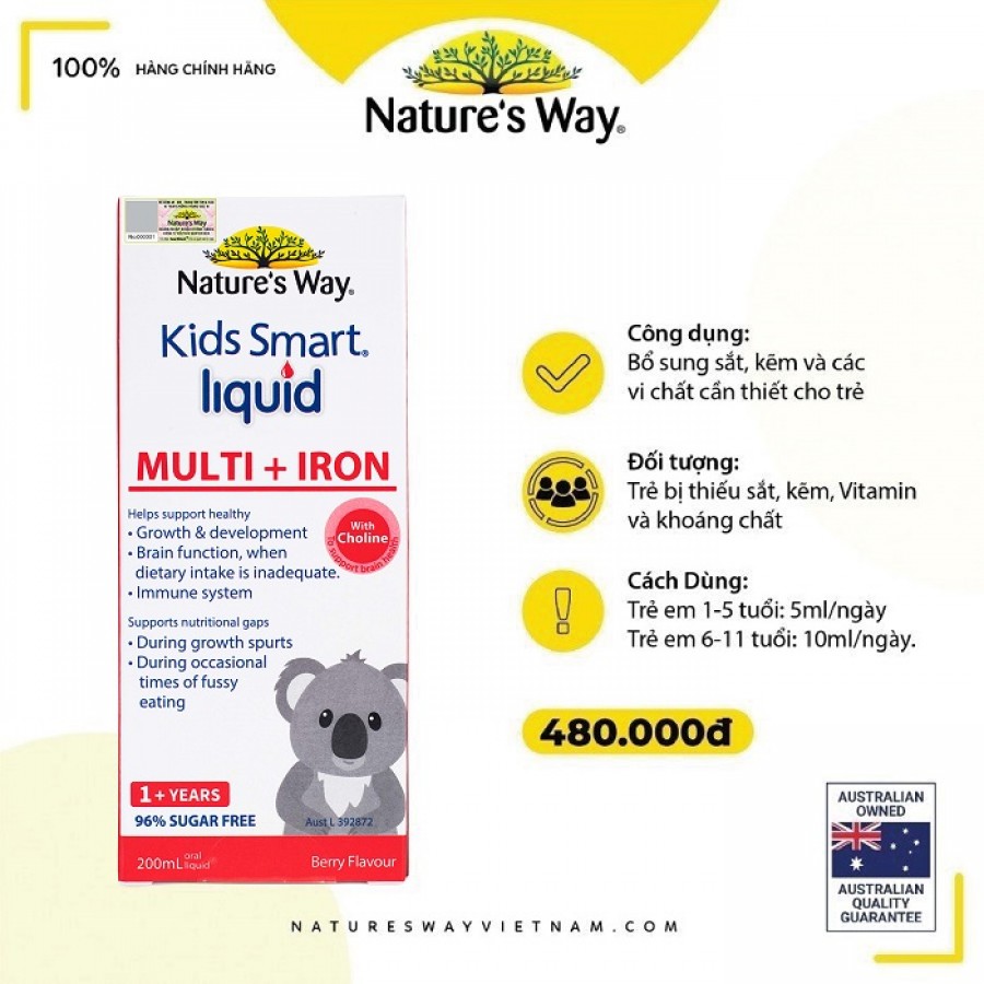 Nature's Way Kids Smart Liquid Multi Iron - Bổ sung sắt và các vi chất cần thiết cho trẻ nhỏ