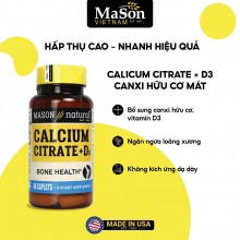 Mason Natural Calcium Citrate + D3 - Canxi hữu cơ mát (Hộp 60 viên)