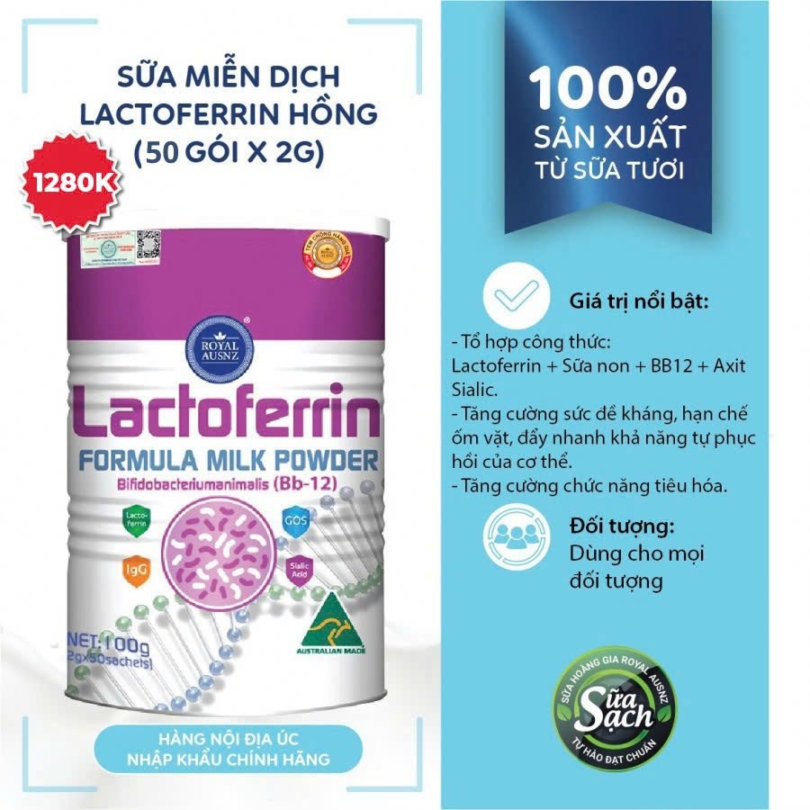 Sữa Hoàng Gia Úc Royal Ausnz Lactoferrin Formula Milk Powder Bifidobacteriumanimalis (Bb-12) - Sữa tăng cường miễn dịch cho mọi lứa tuổi