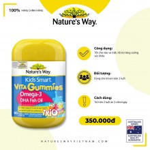 Nature's Way Vita Gummies Omega-3 DHA Fish Oil Trio - Viên nhai bổ sung Omega-3 DHA cho bé (Hộp 60 viên)