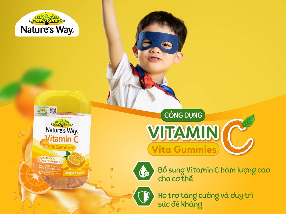Kẹo dẻo bổ sung vitamin C tăng đề kháng Nature's Way Vitamin C Vita Gummies (Hộp 120 viên)