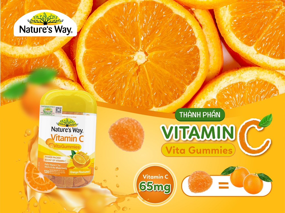 Kẹo dẻo bổ sung vitamin C tăng đề kháng Nature's Way Vitamin C Vita Gummies (Hộp 120 viên)