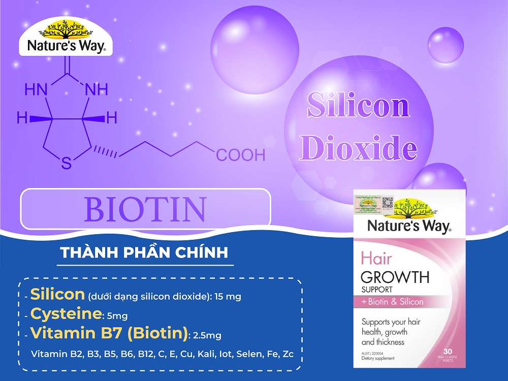 Nature’s Way Hair Growth Support + Biotin & Silicon – Tăng cường sức khỏe mái tóc
