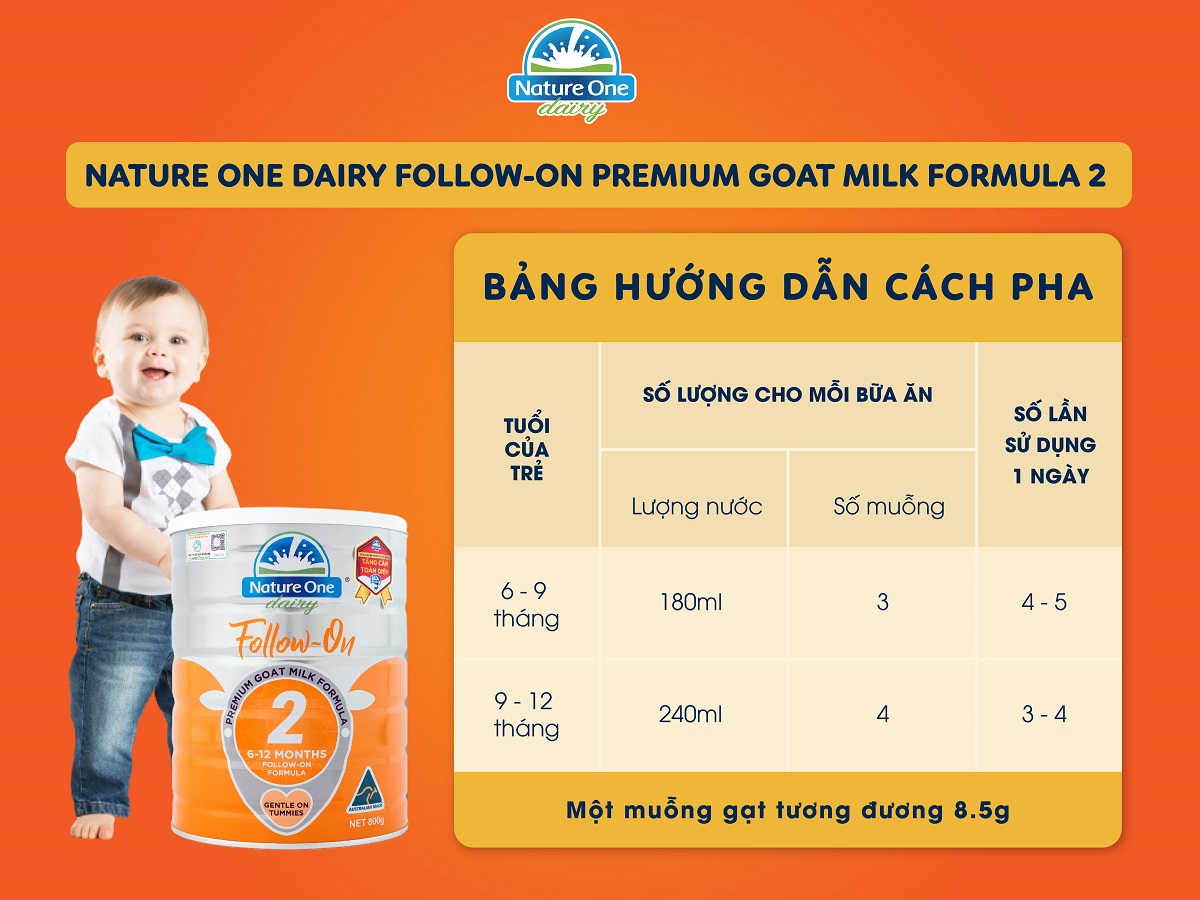 ữa dê Nature One Dairy Goat 2 cho bé từ 6-12 tháng tuổi