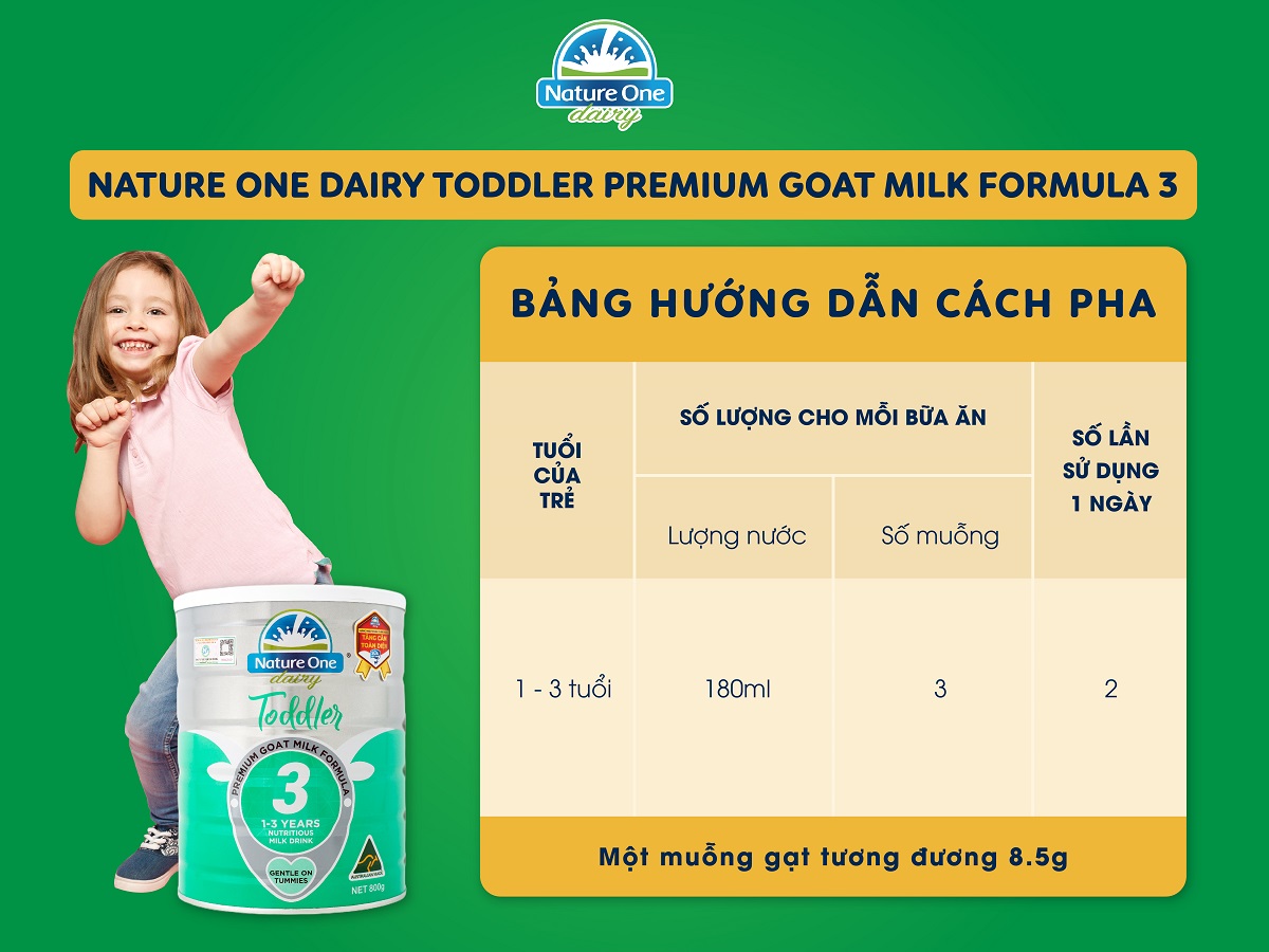 ữa dê Nature One Dairy Goat 3 cho bé từ 1-3 tuổi