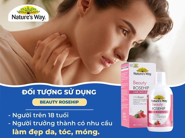 Nature's Way Beauty Rosehip – Bổ sung collagen thủy phân, chiết xuất Rosa Canina, Biotin giúp chăm sóc da, tóc, móng