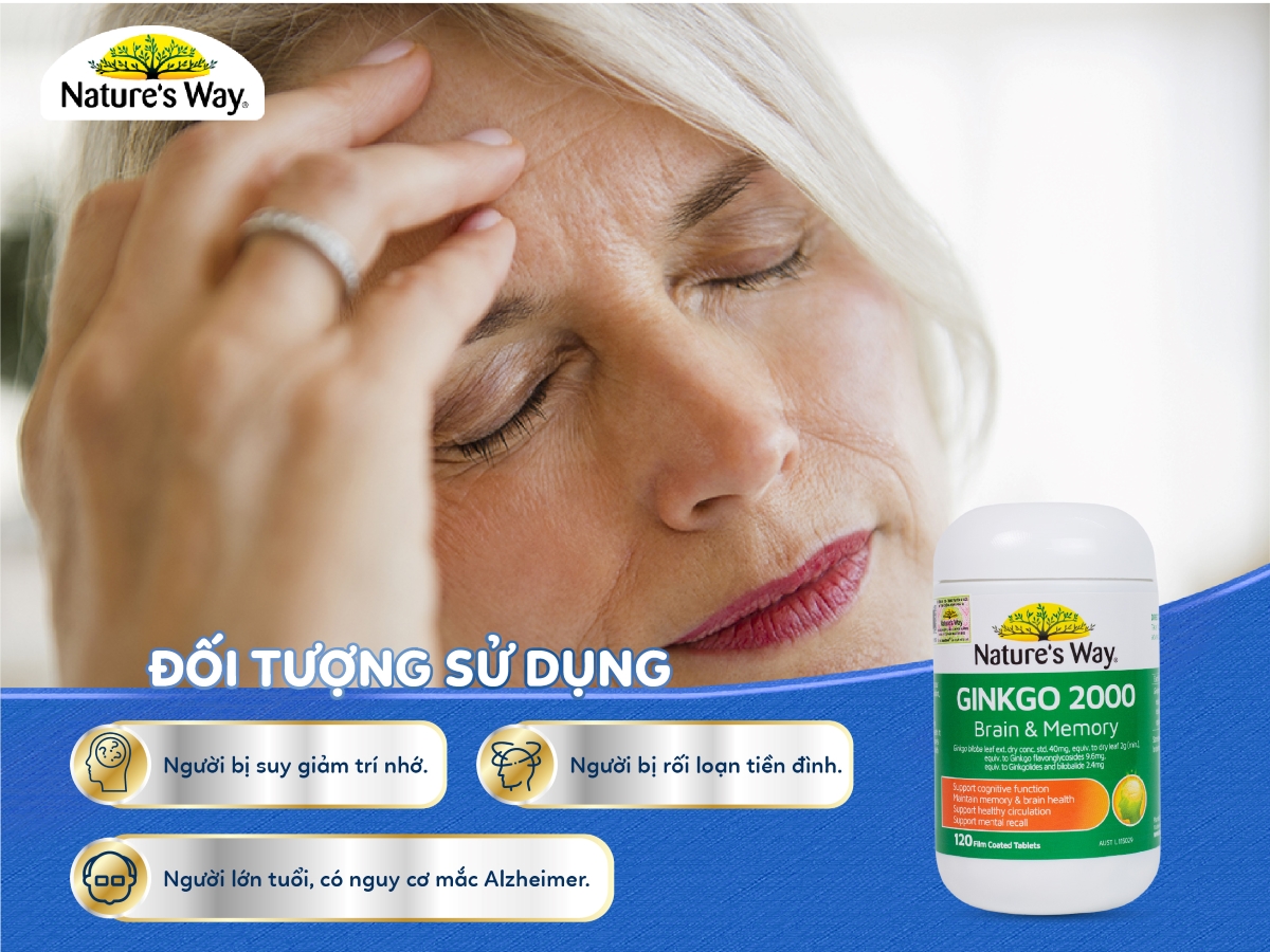 Nature's Way Ginkgo Biloba 2000mg - Viên uống bổ não, tăng cường trí nhớ