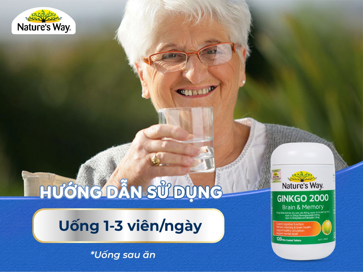 Nature's Way Ginkgo Biloba 2000mg - Viên uống bổ não, tăng cường trí nhớ