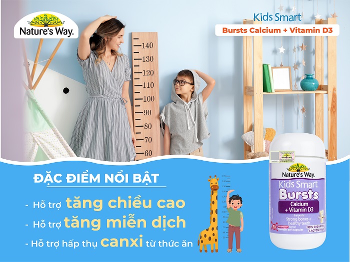 Nature's Way Kids Smart Calcium + Vitamin D3 Burstlets - Hỗ trợ phát triển chiều cao