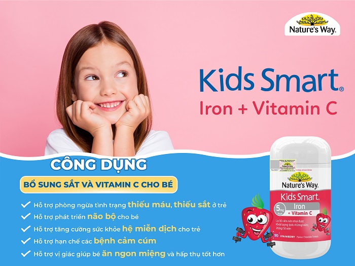 Nature's Way Kids Smart Iron + Vitamin C - Viên nhai bổ sung sắt và vitamin C