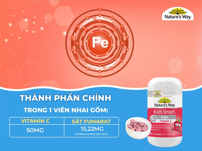 Nature's Way Kids Smart Iron + Vitamin C - Viên nhai bổ sung sắt và vitamin C