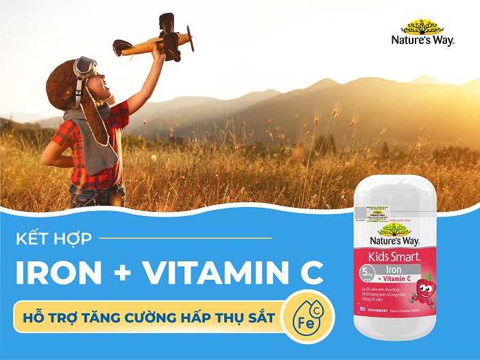 Nature's Way Kids Smart Iron + Vitamin C - Viên nhai bổ sung sắt và vitamin C