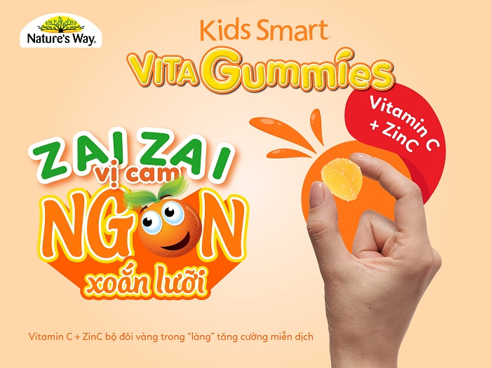 Kẹo dẻo bổ sung Vitamin C và Kẽm tăng đề kháng Nature’s Way Kids Smart Vita Gummies Vitamin C + ZinC 