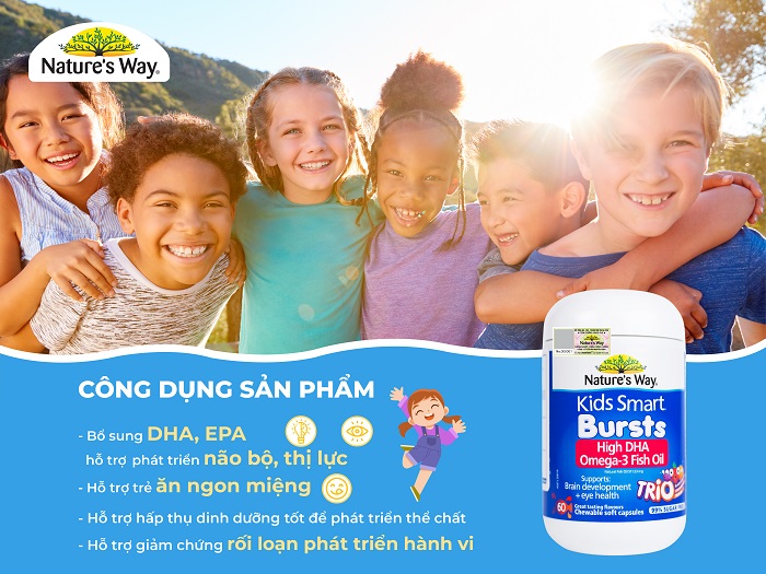 Nature'S Way Kids Smart Bursts High DHA Omega-3 Fish Oil Trio - Bổ sung Omega 3 cho bé