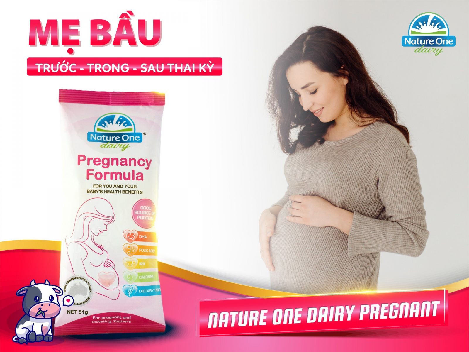 Nature One Dairy Pregnancy Formula - Sữa công thức dành cho phụ nữ mang thai và cho con bú (Gói 51g)