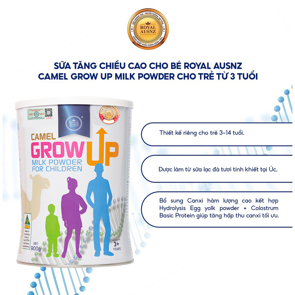 Sữa Hoàng Gia ROYAL AUSNZ Camel Grow Up Milk Powder – Sữa lạc đà tăng chiều cao vượt trội cho trẻ từ 3-14 tuổi 